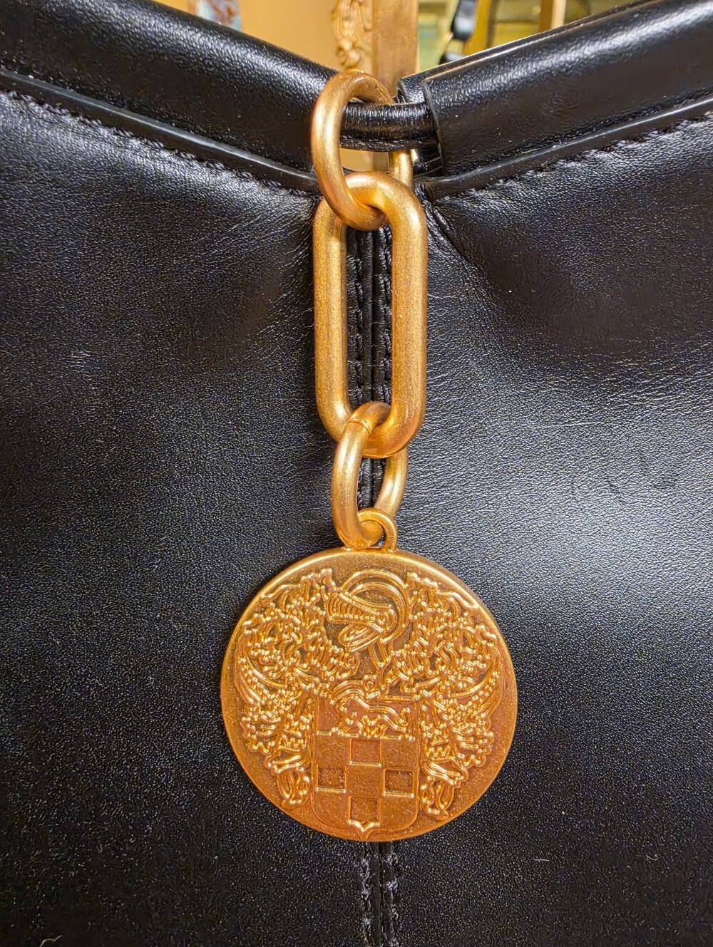 Vince Camuto Maire Leather Shoulder Bag w/ Gold Medallion GUC (Retail $198) - Picture 3 of 9